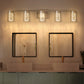 33 in. 35-Watt 5-Light Brushed Nickel Crystal LED Integrated Vanity Light for Bathroom, 3000/4000/6000K Adjustable