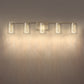 33 in. 35-Watt 5-Light Brushed Nickel Crystal LED Integrated Vanity Light for Bathroom, 3000/4000/6000K Adjustable