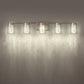 33 in. 35-Watt 5-Light Brushed Nickel Crystal LED Integrated Vanity Light for Bathroom, 3000/4000/6000K Adjustable