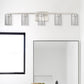 33 in. 35-Watt 5-Light Brushed Nickel Crystal LED Integrated Vanity Light for Bathroom, 3000/4000/6000K Adjustable