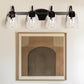 25.2 in. 4-Light Matte Black Modern Bathroom Vanity Light Mirror Wall Light with Black Accents and Seeded Glass Shade