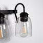 25.2 in. 4-Light Matte Black Modern Bathroom Vanity Light Mirror Wall Light with Black Accents and Seeded Glass Shade