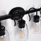 25.2 in. 4-Light Matte Black Modern Bathroom Vanity Light Mirror Wall Light with Black Accents and Seeded Glass Shade