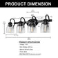 25.2 in. 4-Light Matte Black Modern Bathroom Vanity Light Mirror Wall Light with Black Accents and Seeded Glass Shade