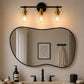 YANSUN 3-Light Black Gold Bathroom Vanity Light with Round Glass Shades Modern Wall Fixture