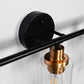 YANSUN 3-Light Black Gold Bathroom Vanity Light with Round Glass Shades Modern Wall Fixture