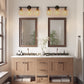 22.64 in. 3-Light Matte Black Modern Bathroom Vanity Light with Clear Glass Shade and Gold Socket