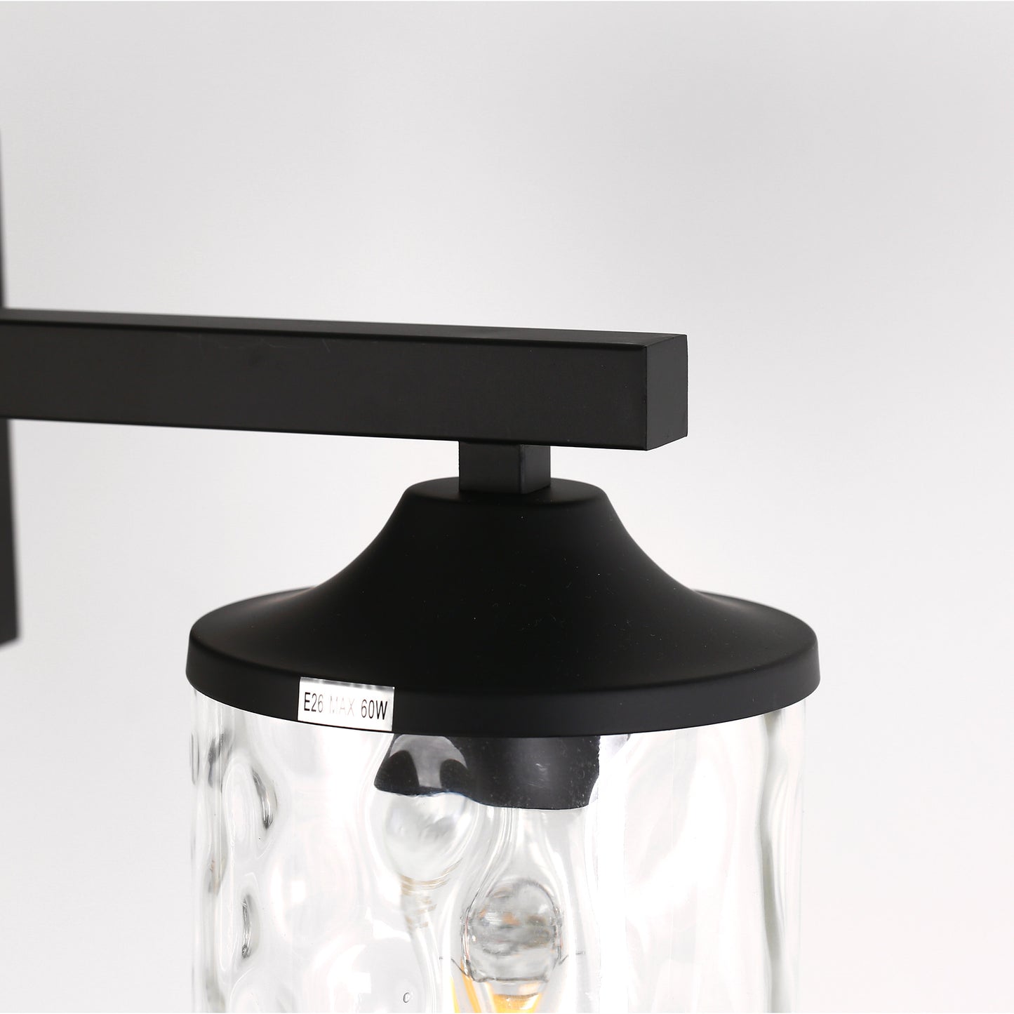YANSUN 24 in. 3-Light Matte Black Modern Vanity Light with Clear Cylinder Glass Shades, 60W Dimmable, Damp Rated for Bathroom