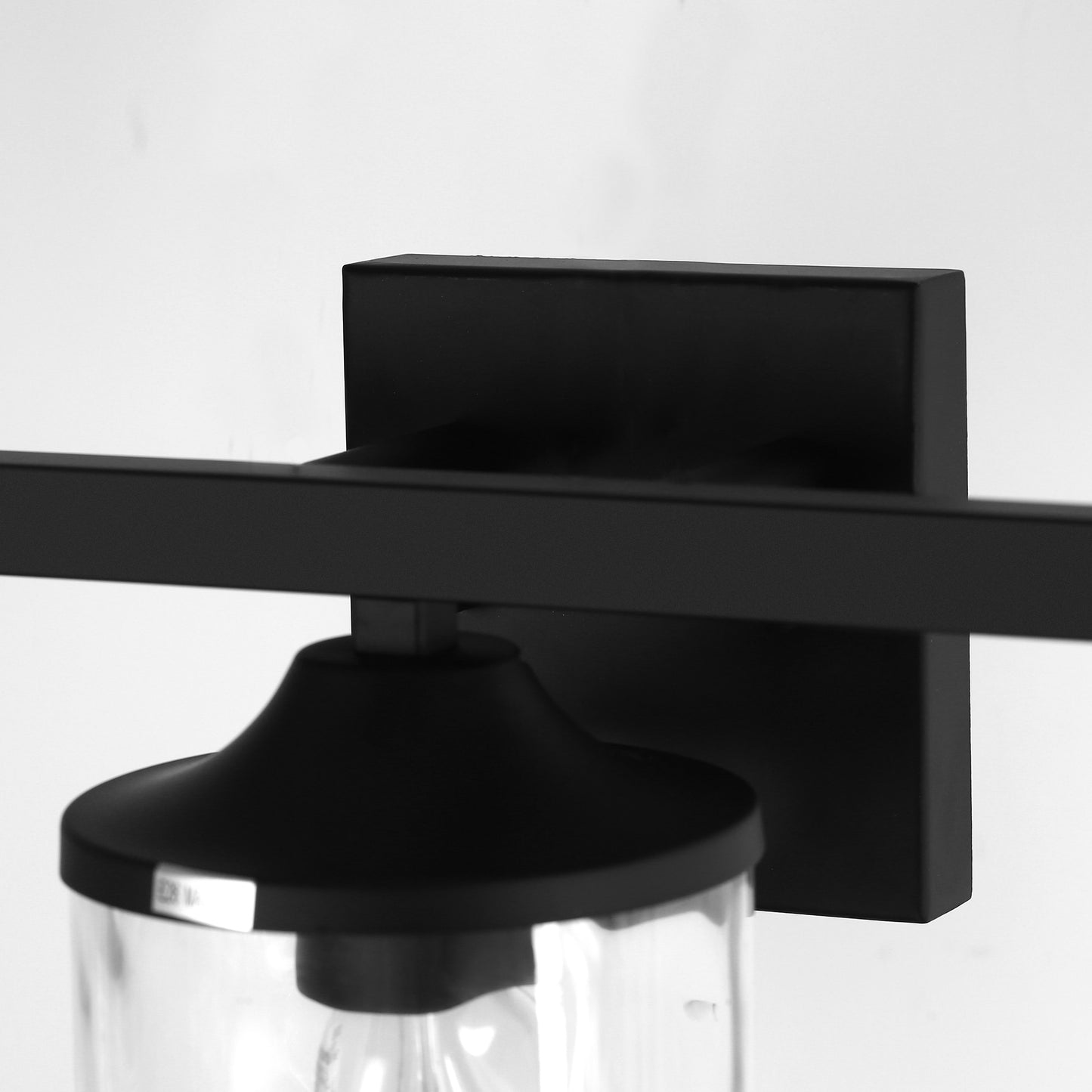 YANSUN 24 in. 3-Light Matte Black Modern Vanity Light with Clear Cylinder Glass Shades, 60W Dimmable, Damp Rated for Bathroom