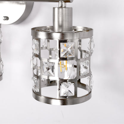 YANSUN 19.88 in. 3-Light Brushed Nickel Modern Industrial Bathroom Vanity Light Over Mirror with Crystal Shade