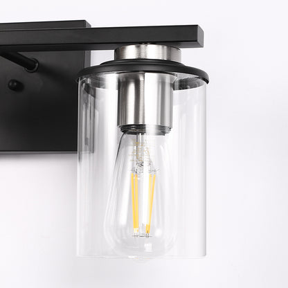 18.5 in. 3-Light Black and Brushed Nickel Vanity Light with Clear Glass Shade for Bathroom