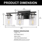 18.5 in. 3-Light Black and Brushed Nickel Vanity Light with Clear Glass Shade for Bathroom