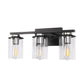 18.5 in. 3-Light Black and Brushed Nickel Vanity Light with Clear Glass Shade for Bathroom