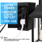 1-Light Black Dusk to Dawn Motion Sensor Outdoor Wall Lantern Sconce with Clear Glass and Built-In GFCI and USB Outlets