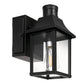 1-Light Black Dusk to Dawn Motion Sensor Outdoor Wall Lantern Sconce with Clear Glass and Built-In GFCI and USB Outlets