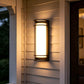 YANSUN Outdoor LED Wall Light with Glass Shade, Black Exterior Wall Sconce 30W 3000K Warm Light Modern Porch Patio Wall Fixture