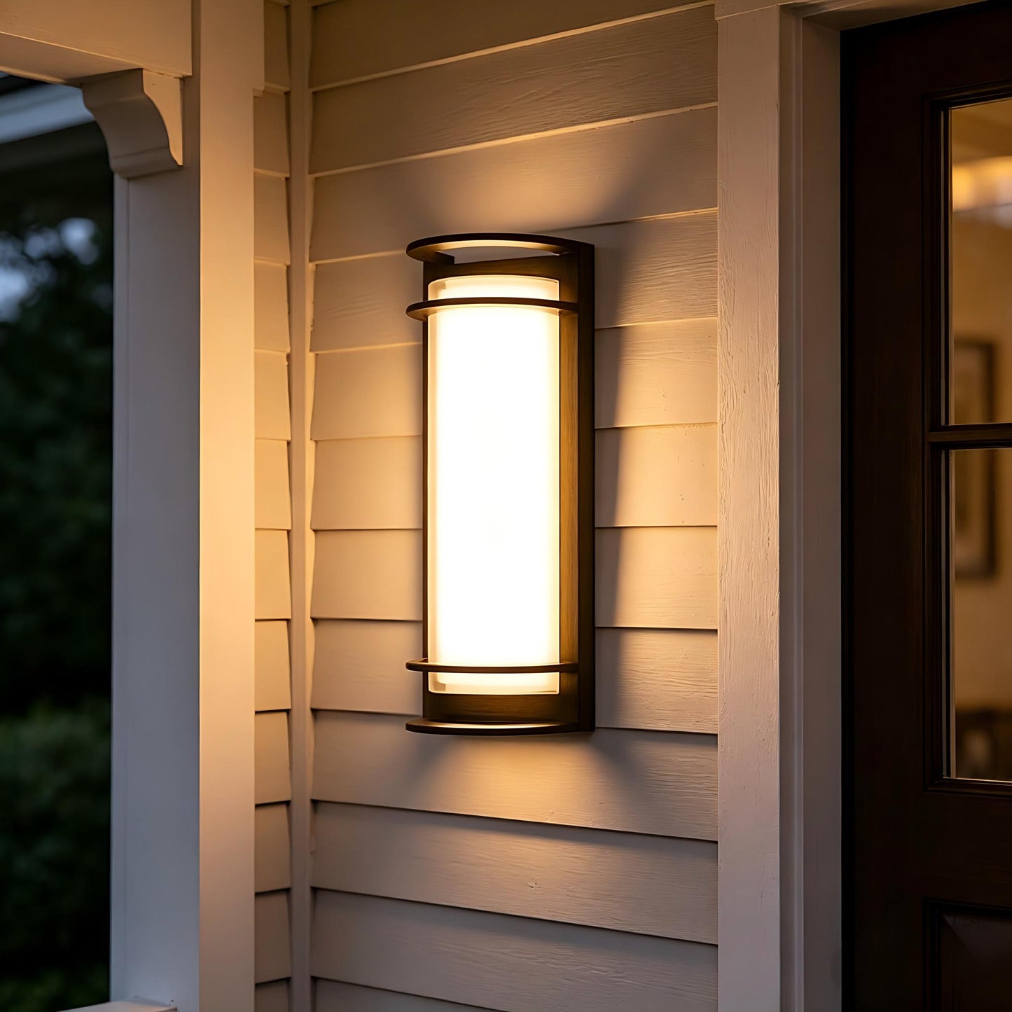 YANSUN Outdoor LED Wall Light with Glass Shade, Black Exterior Wall Sconce 30W 3000K Warm Light Modern Porch Patio Wall Fixture