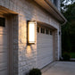 YANSUN Outdoor LED Wall Light with Glass Shade, Black Exterior Wall Sconce 30W 3000K Warm Light Modern Porch Patio Wall Fixture