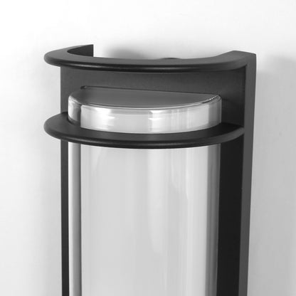 6.22 in. 1-Light Black Outdoor Integrated LED Outdoor Hardwired Wall Sconce with Cylinder Shade