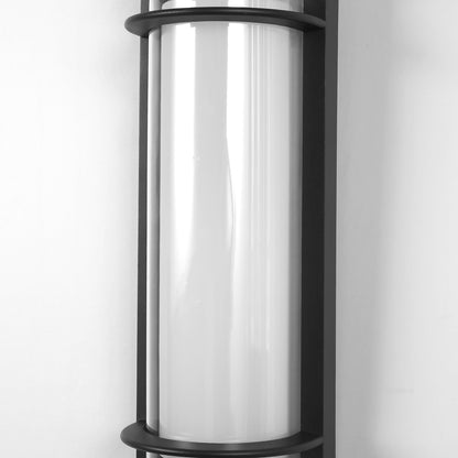 6.22 in. 1-Light Black Outdoor Integrated LED Outdoor Hardwired Wall Sconce with Cylinder Shade