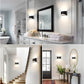 8.03 in. 1-Light Black Modern Lantern Wall Sconce, Up and Down Wall Mount Light Living Room Bedroom Hallway (2-Pack)