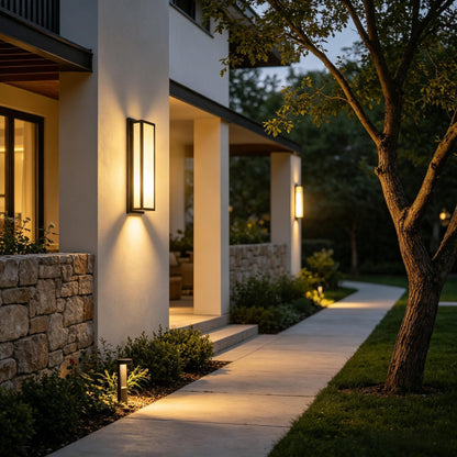 YANSUN 24.8in LED Outdoor Wall Light 30W IP65 Waterproof Marble Resin Sconce 3000K Modern Exterior Fixture