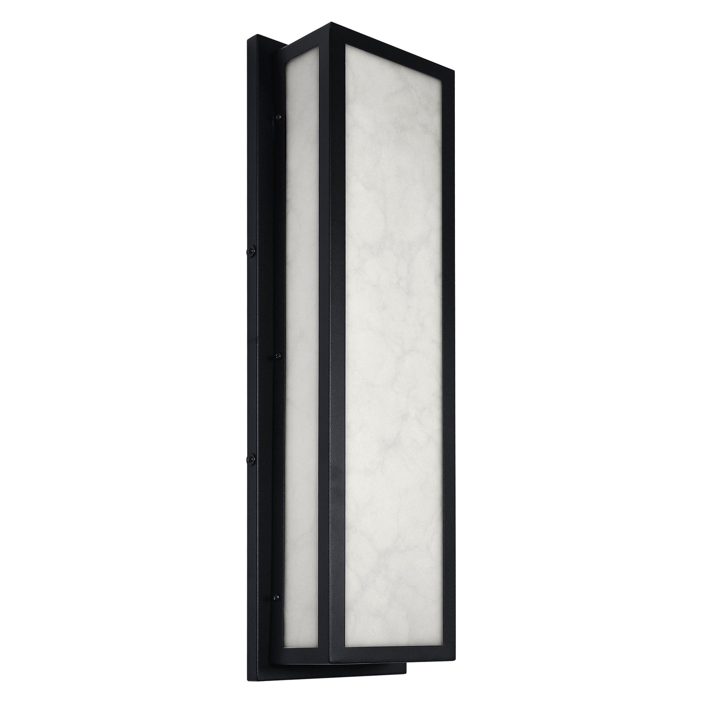 25 in. 30-Watt Black Outdoor Rectangle Hardwired Integrated LED Lantern Wall Sconce with Resin Shade 3000K Waterproof