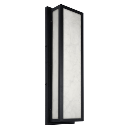 25 in. 30-Watt Black Outdoor Rectangle Hardwired Integrated LED Lantern Wall Sconce with Resin Shade 3000K Waterproof