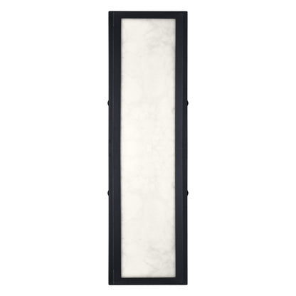 25 in. 30-Watt Black Outdoor Rectangle Hardwired Integrated LED Lantern Wall Sconce with Resin Shade 3000K Waterproof