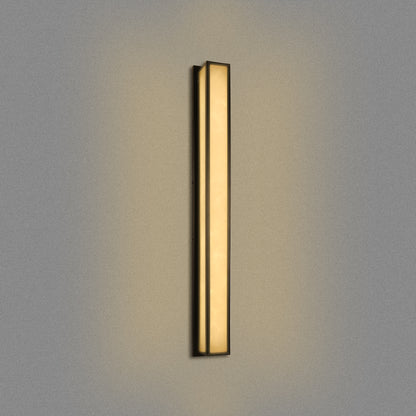41 in. 30-Watt Black Outdoor Rectangle Hardwired Integrated LED Lantern Wall Sconce with Resin Shade 3000K Waterproof