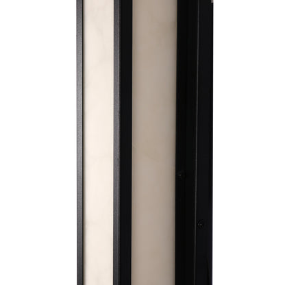 41 in. 30-Watt Black Outdoor Rectangle Hardwired Integrated LED Lantern Wall Sconce with Resin Shade 3000K Waterproof