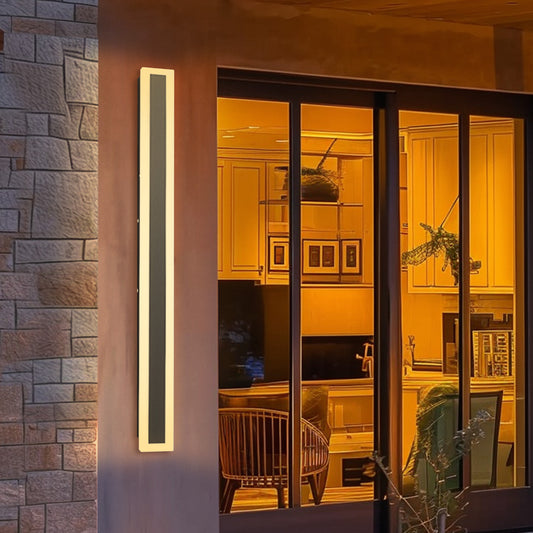 YANSUN 42.52 in. Matte Black 1-Light Lantern Wall Sconce Integrated LED Outdoor Wall Light
