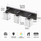 YANSUN 3-Light Vanity Light with Square Crystal Shades Black Integrated LED