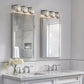YANSUN 3-Light LED Crystal Vanity Light 4.33in Square KD Shade Chrome Finish 3CCT Dimmable Mirror Light Fixture 15W Integrated LED