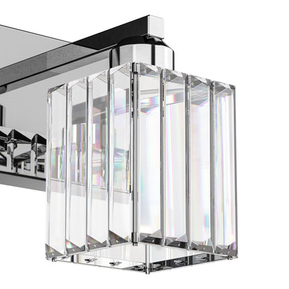 24 in. 3-Light Elegant Crystal Bathroom Integrated LED Vanity Light, Chrome Finish with Clear Glass Shades