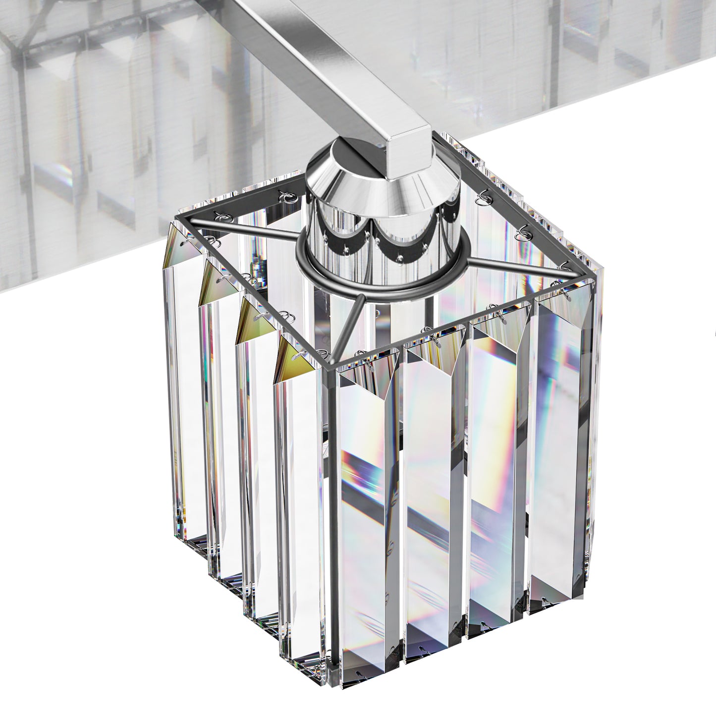 YANSUN 3-Light LED Crystal Vanity Light 4.33in Square KD Shade Chrome Finish 3CCT Dimmable Mirror Light Fixture 15W Integrated LED