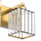 YANSUN 24 in. 3-Light Gold Square LED Vanity Light in Antique Brass with Crystal Shade for Bathroom and Makeup Room