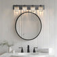 YANSUN 32 In. 4-Light Square LED Vanity Light in All-Black with Crystal Shade for Bathroom and Makeup Room