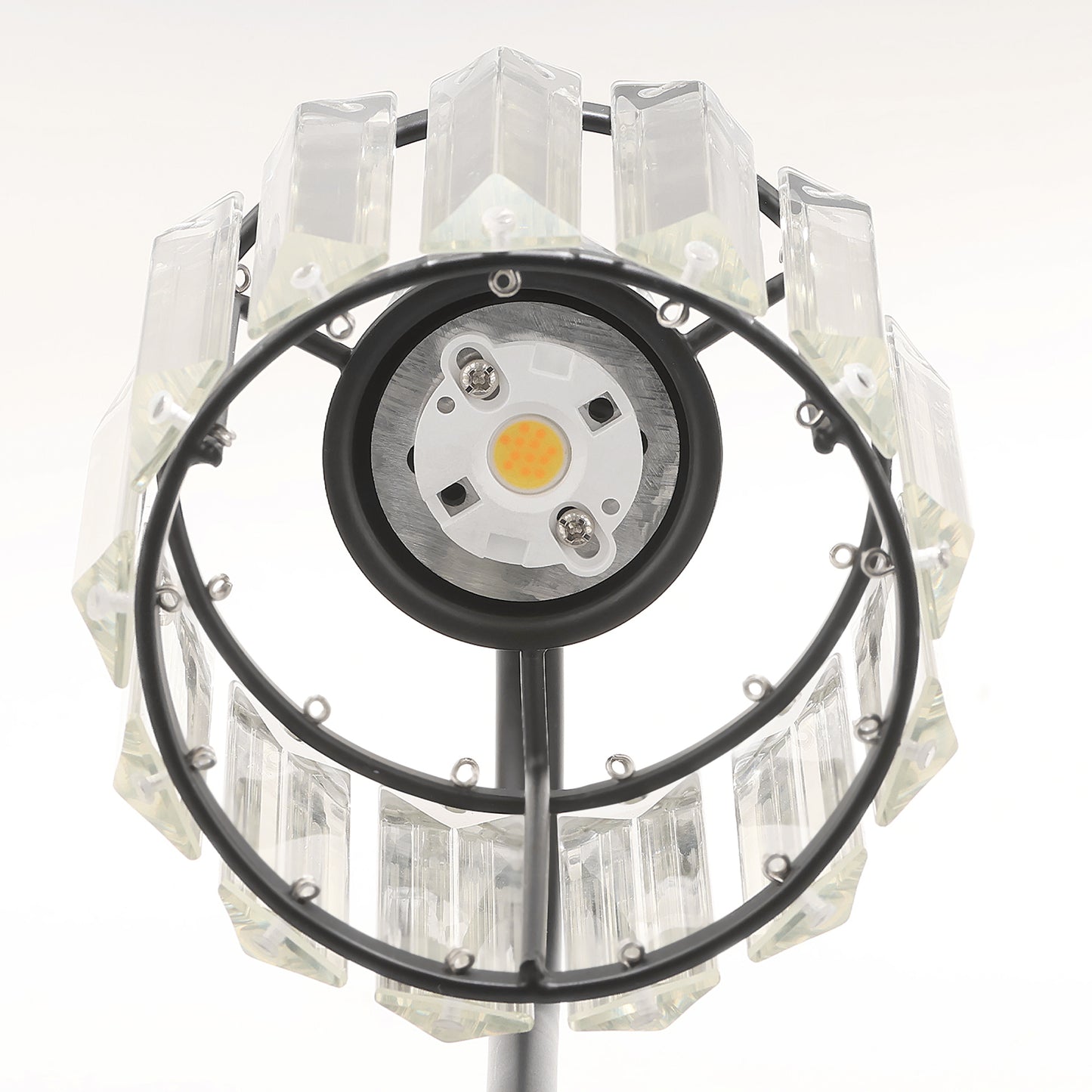 32 in. 4-Light Modern Crystal Black Bathroom Integrated LED Vanity Light Fixture with Clear Glass Shades