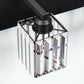 YANSUN 32 In. 4-Light Square LED Vanity Light in All-Black with Crystal Shade for Bathroom and Makeup Room
