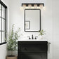 32 in. 4-Light Modern Crystal Black Bathroom Integrated LED Vanity Light Fixture with Clear Glass Shades