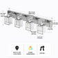 YANSUN 32 in. 4-Light Square Chrome LED Vanity Light with Crystal Shade for Mirror