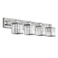 32 in. 4-Light Modern Chrome Bathroom Integrated LED Vanity Light Fixture with Clear Crystal Shades