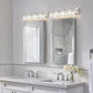 YANSUN 32 in. 4-Light Square Chrome LED Vanity Light with Crystal Shade for Mirror