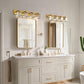 32 in. 4-Light Modern Crystal Bathroom Vanity Light Integrated LED Fixture, Gold with Clear Glass Shades