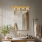 32 in. 4-Light Modern Crystal Bathroom Vanity Light Integrated LED Fixture, Gold with Clear Glass Shades