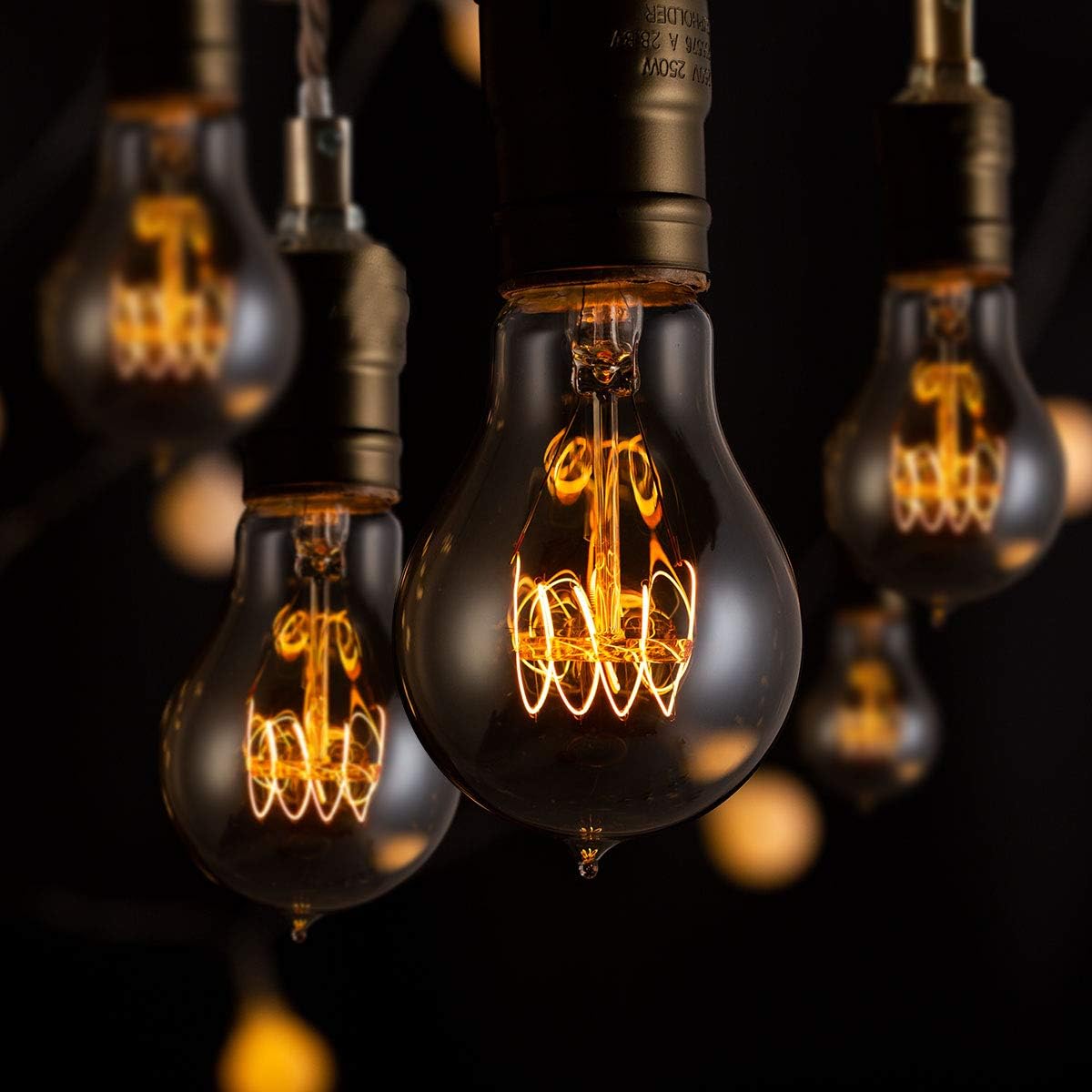 4 Pack Vintage Edison Bulbs with Filament, 60W Dimmable E26 A19 Antique Light, Golden Finish Industrial Design Amber Warm ,Omnidirectional 360 Degrees Angles