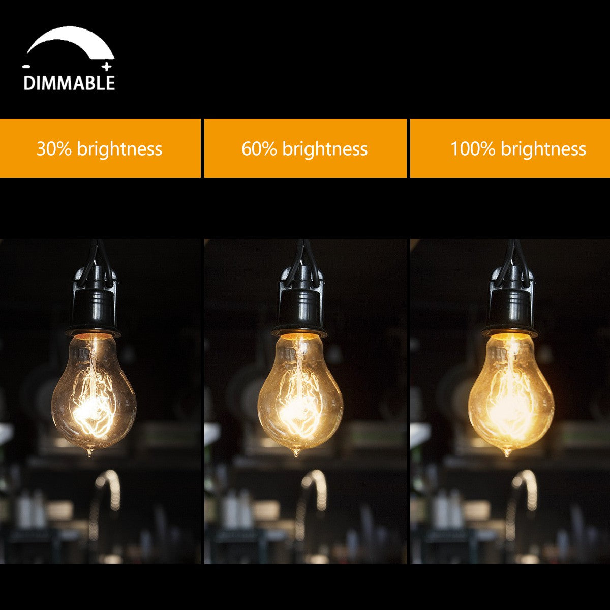 YANSUN 60-Watt Equivalent Vintage A19 Dimmable Edison Incandescent Light Bulb 2700K, (4-Pack)