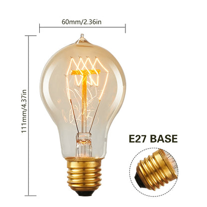 4 Pack Vintage Edison Bulbs with Filament, 60W Dimmable E26 A19 Antique Light, Golden Finish Industrial Design Amber Warm ,Omnidirectional 360 Degrees Angles