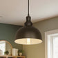 YANSUN Single-Light Pendant with Spun Metal Shade, Matte Black Finish, 9.8-Inch Diameter, Industrial Style, 16.4-Ft Cord